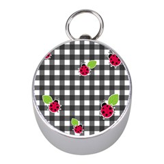 Ladybugs Plaid Pattern Mini Silver Compasses by Valentinaart