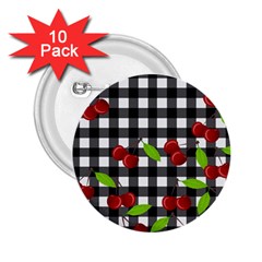 Cherries plaid pattern  2.25  Buttons (10 pack) 