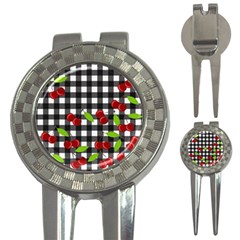 Cherries Plaid Pattern  3-in-1 Golf Divots