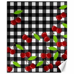 Cherries plaid pattern  Canvas 8  x 10 