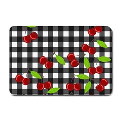 Cherries plaid pattern  Small Doormat 