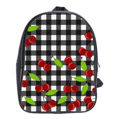 Cherries plaid pattern  School Bags(Large) 