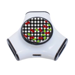 Cherries plaid pattern  3-Port USB Hub