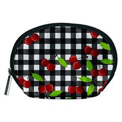 Cherries plaid pattern  Accessory Pouches (Medium) 