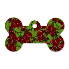 Cherry Jammy Pattern Dog Tag Bone (two Sides)