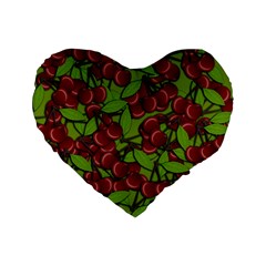 Cherry Jammy Pattern Standard 16  Premium Flano Heart Shape Cushions by Valentinaart