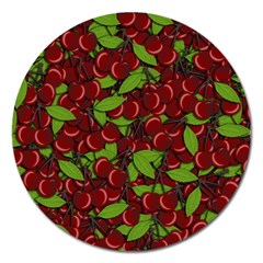 Cherry Pattern Magnet 5  (round) by Valentinaart