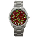 Cherry pattern Sport Metal Watch Front