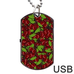 Cherry Pattern Dog Tag Usb Flash (two Sides) by Valentinaart