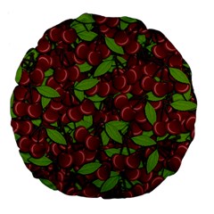 Cherry pattern Large 18  Premium Flano Round Cushions
