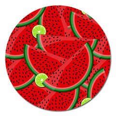 Watermelon Slices Magnet 5  (round) by Valentinaart