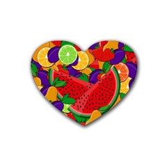 Summer Fruits Rubber Coaster (heart)  by Valentinaart