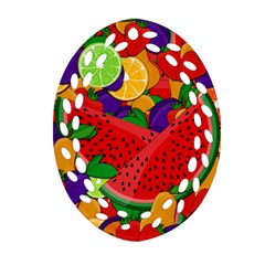 Summer Fruits Oval Filigree Ornament (two Sides)