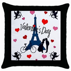 Valentine s Day - Paris Throw Pillow Case (black) by Valentinaart