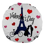 Valentine s day - Paris Large 18  Premium Flano Round Cushions Back