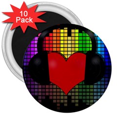 Love Music 3  Magnets (10 Pack)  by Valentinaart