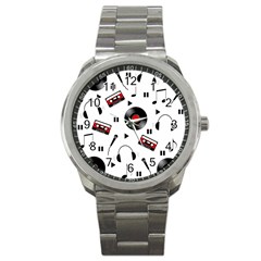 Music Pattern Sport Metal Watch by Valentinaart