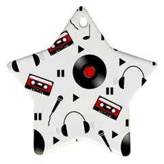 Music Pattern Star Ornament (two Sides) by Valentinaart