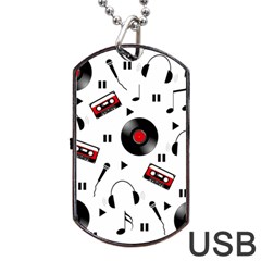 Music Pattern Dog Tag Usb Flash (one Side) by Valentinaart
