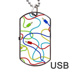 Colorful Audio Cables Dog Tag Usb Flash (two Sides) by Valentinaart
