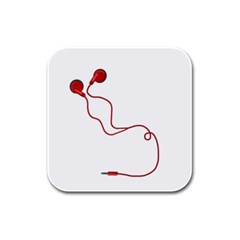 Earphones  Rubber Square Coaster (4 Pack)  by Valentinaart