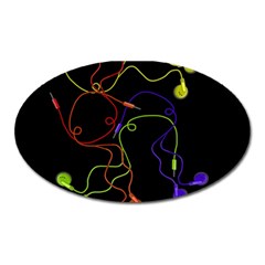 Colorful Earphones Oval Magnet by Valentinaart