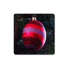 Glass Ball Decorated Beautiful Red Square Magnet