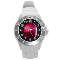 Glass Ball Decorated Beautiful Red Round Plastic Sport Watch (l) by Nexatart