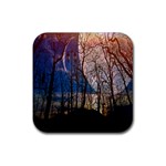 Full Moon Forest Night Darkness Rubber Coaster (Square)  Front