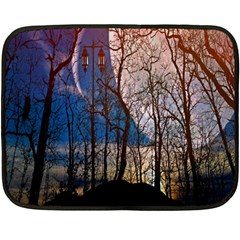 Full Moon Forest Night Darkness Double Sided Fleece Blanket (mini)  by Nexatart