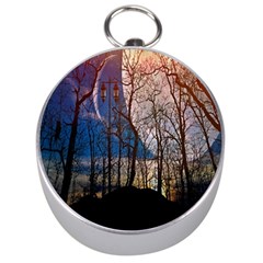 Full Moon Forest Night Darkness Silver Compasses