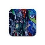 Graffiti Art Urban Design Paint Rubber Square Coaster (4 pack)  Front