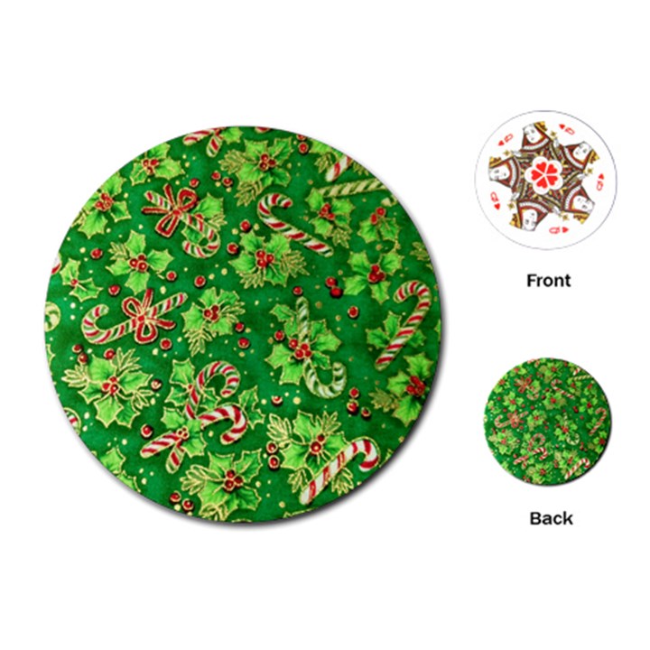 Green Holly Playing Cards (Round) 