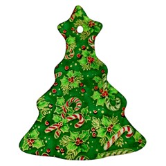 Green Holly Christmas Tree Ornament (two Sides) by Nexatart