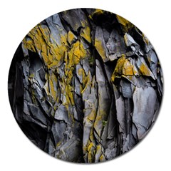 Grey Yellow Stone  Magnet 5  (round) by Nexatart