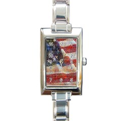 Grunge United State Of Art Flag Rectangle Italian Charm Watch