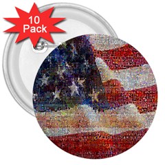 Grunge United State Of Art Flag 3  Buttons (10 pack) 