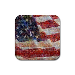 Grunge United State Of Art Flag Rubber Coaster (Square) 