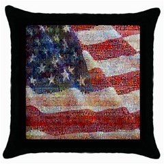 Grunge United State Of Art Flag Throw Pillow Case (Black)
