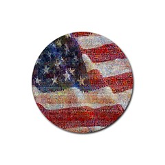 Grunge United State Of Art Flag Rubber Round Coaster (4 pack) 