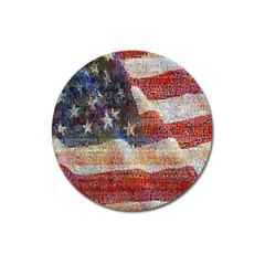 Grunge United State Of Art Flag Magnet 3  (Round)