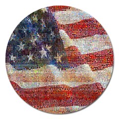 Grunge United State Of Art Flag Magnet 5  (Round)