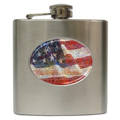 Grunge United State Of Art Flag Hip Flask (6 Oz) by Nexatart