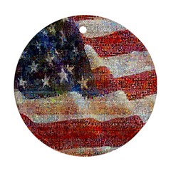 Grunge United State Of Art Flag Round Ornament (Two Sides)