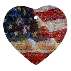 Grunge United State Of Art Flag Heart Ornament (Two Sides)