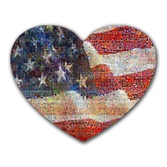 Grunge United State Of Art Flag Heart Mousepads