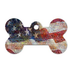 Grunge United State Of Art Flag Dog Tag Bone (Two Sides)