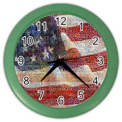 Grunge United State Of Art Flag Color Wall Clocks