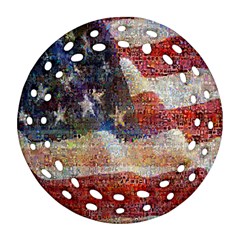 Grunge United State Of Art Flag Round Filigree Ornament (Two Sides)