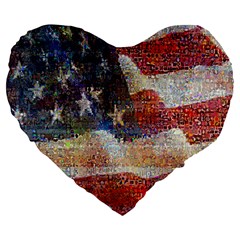 Grunge United State Of Art Flag Large 19  Premium Heart Shape Cushions